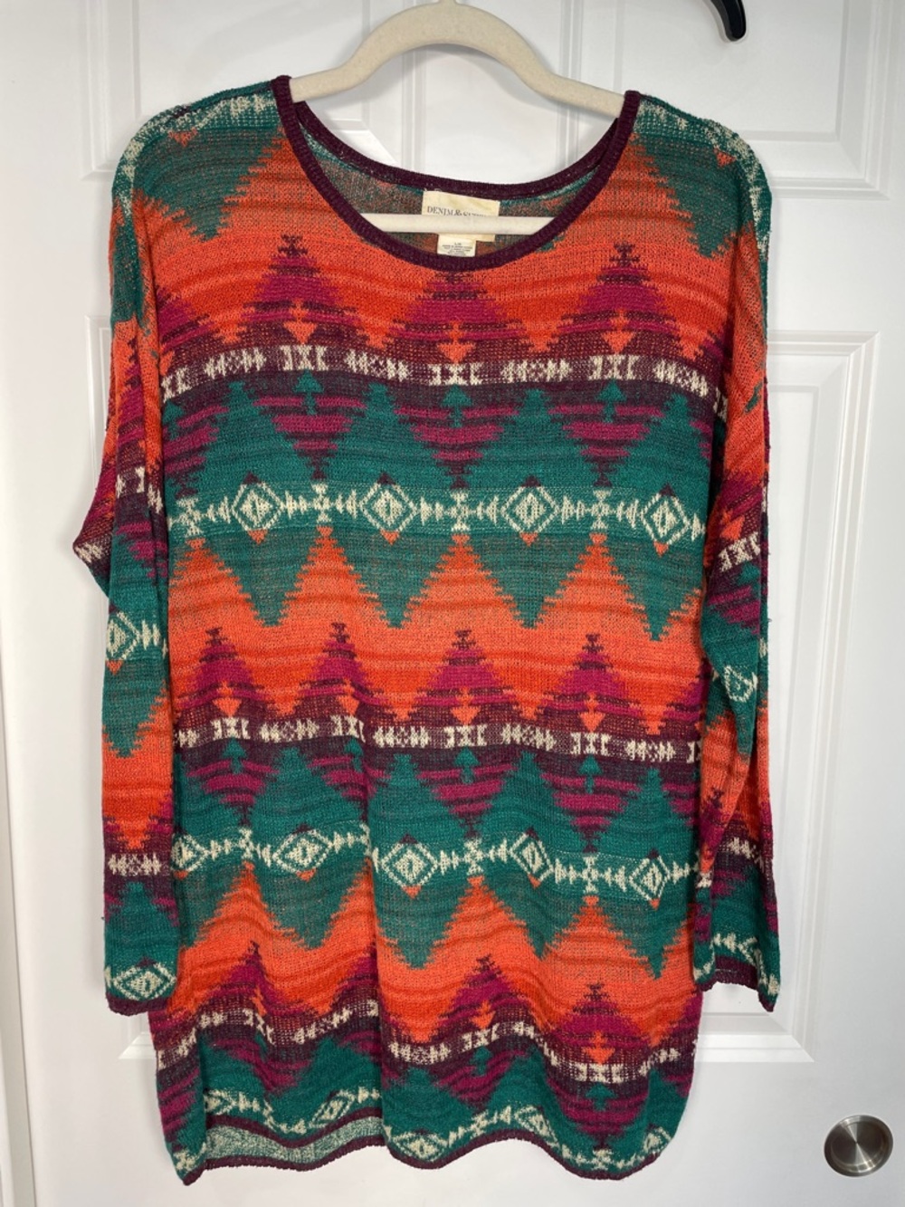 Denim & Supply Ralph Lauren Top Large Relaxed Geometric Aztec Sweater Multi - Picture 3 of 12